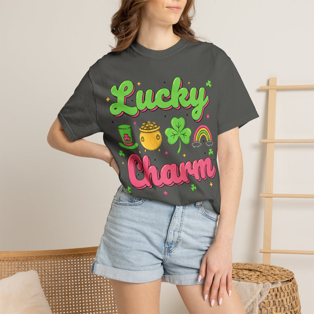 Lucky Charm Pink Shirt, Groovy St Patricks Day Tee, Rainbow Clover Shirt, Irish Gift