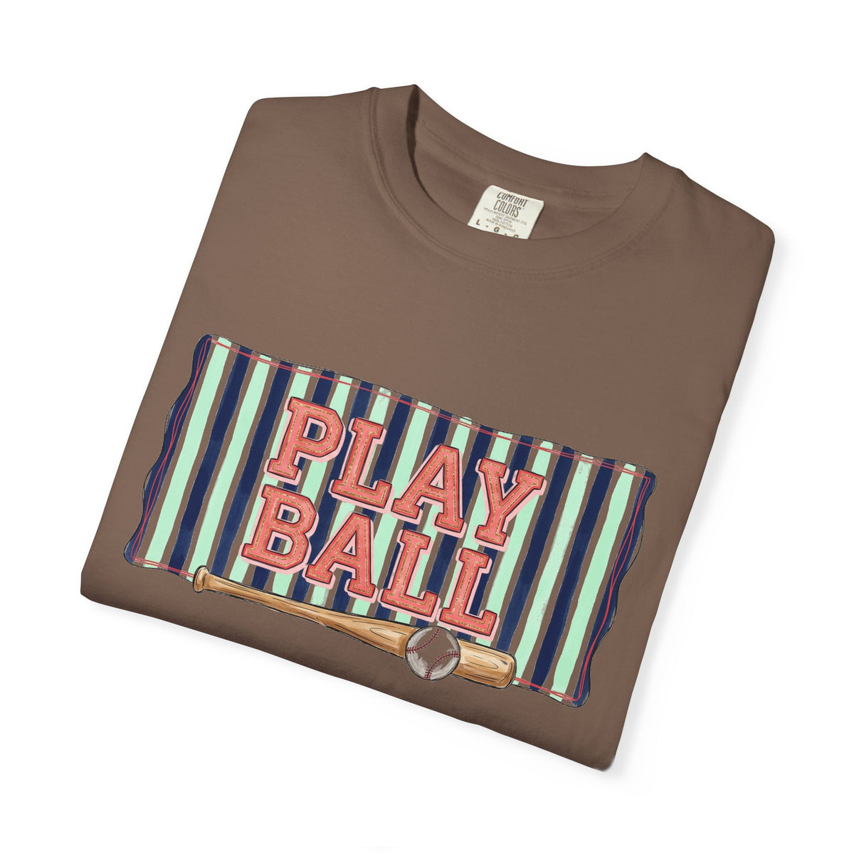 Play Ball Wide Stripe Shirt, Baseball Bat And Ball Tee, Vintage Game Day Shirt, Baseball Mom Gift