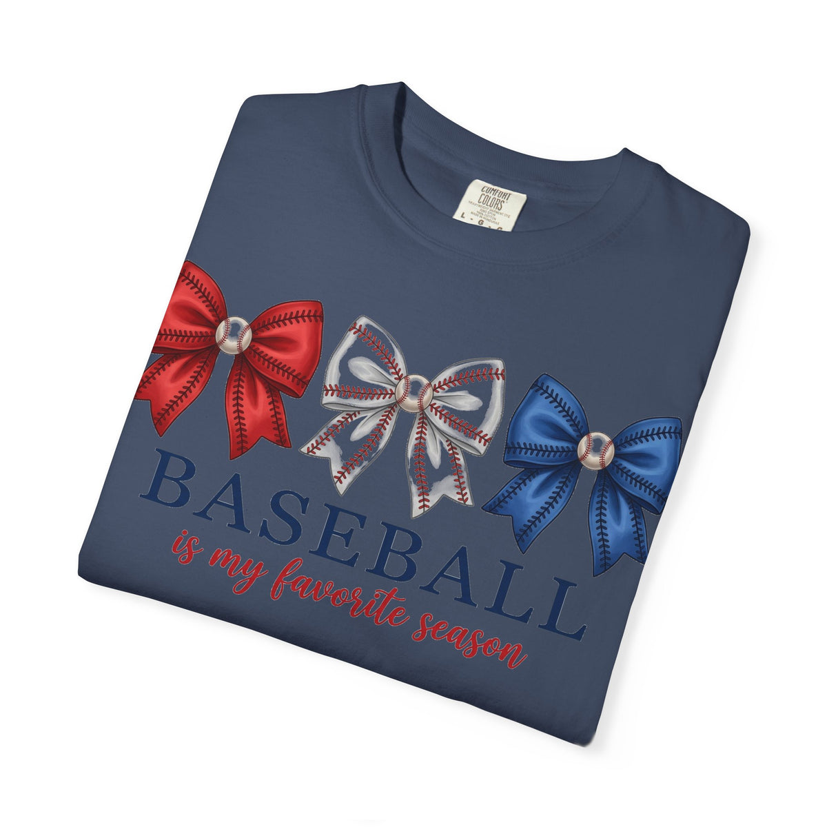 Baseball Is My Favorite Season Tee, Small Bow Trio Baseball Shirt, Coquette Sports Mom Shirt, Game Day Gift