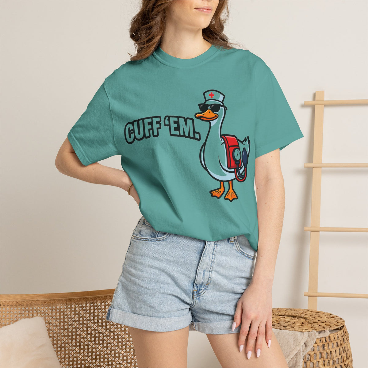 Cuff 'Em Shirt, Funny Nurse Goose Tee, Blood Pressure Cuff Nurse Shirt, Med Surg RN Gift