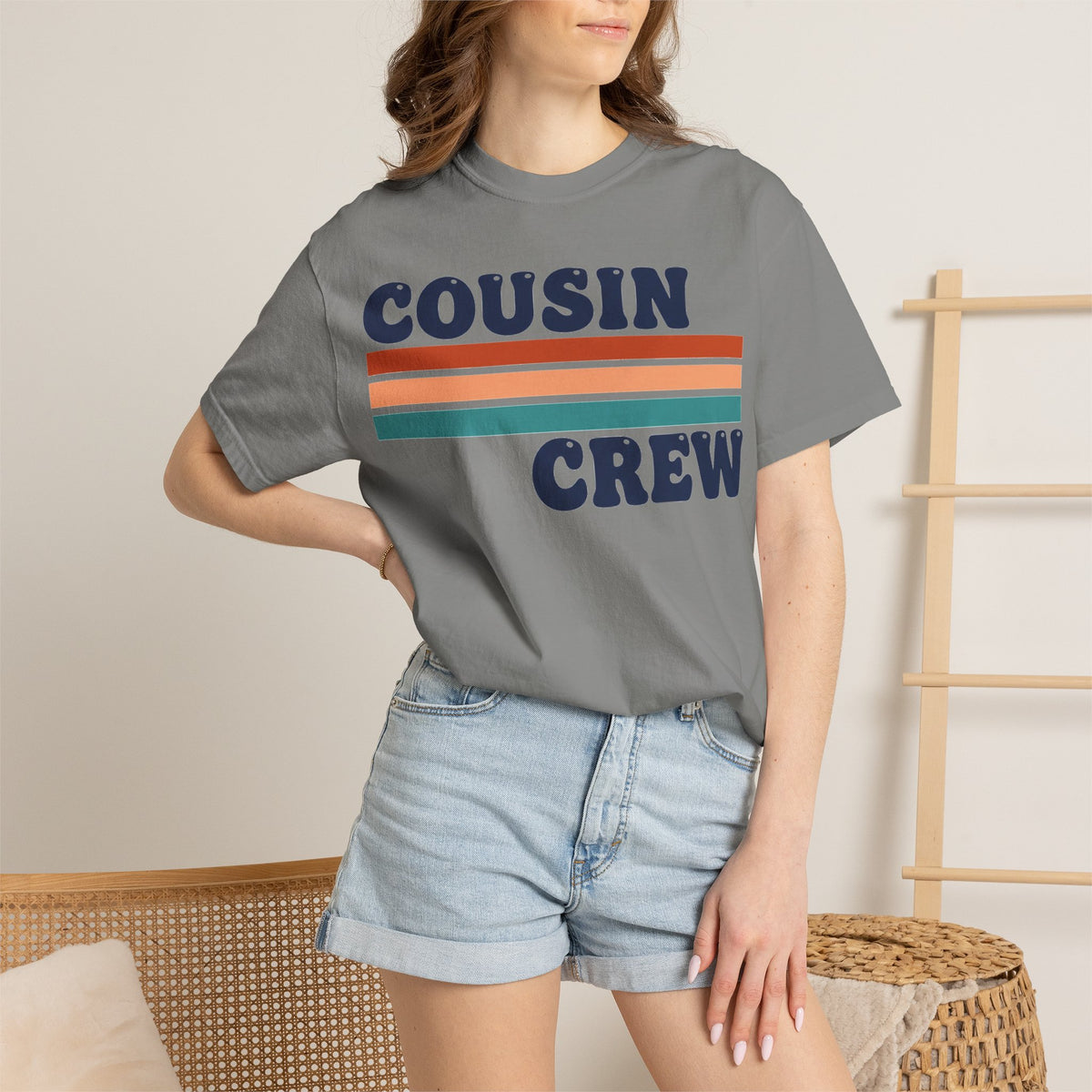 Cousin Crew Stacked Stripe Shirt, Vintage Stripe Family Tee, Matching Cousin Shirt, Reunion Gift