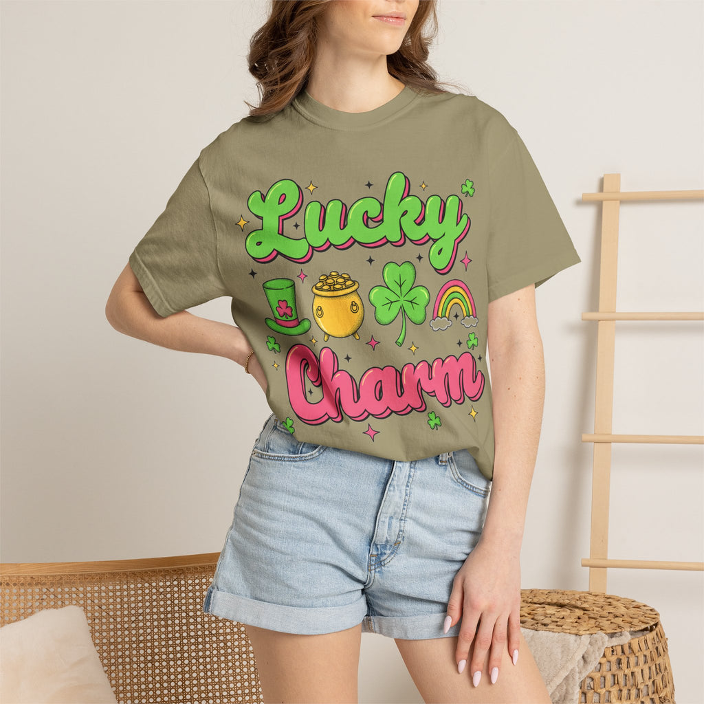 Lucky Charm Pink Shirt, Groovy St Patricks Day Tee, Rainbow Clover Shirt, Irish Gift