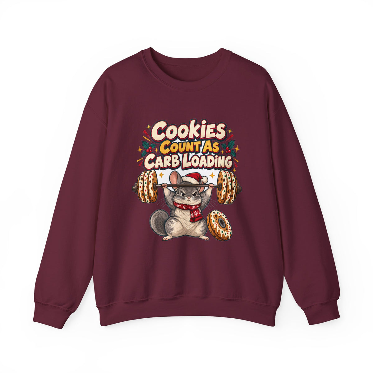 Funny Gym Christmas Sweatshirt Cookies Count As Carb Loading Shirt, Funny Holiday Gift Tee, Christmas Gift Idea