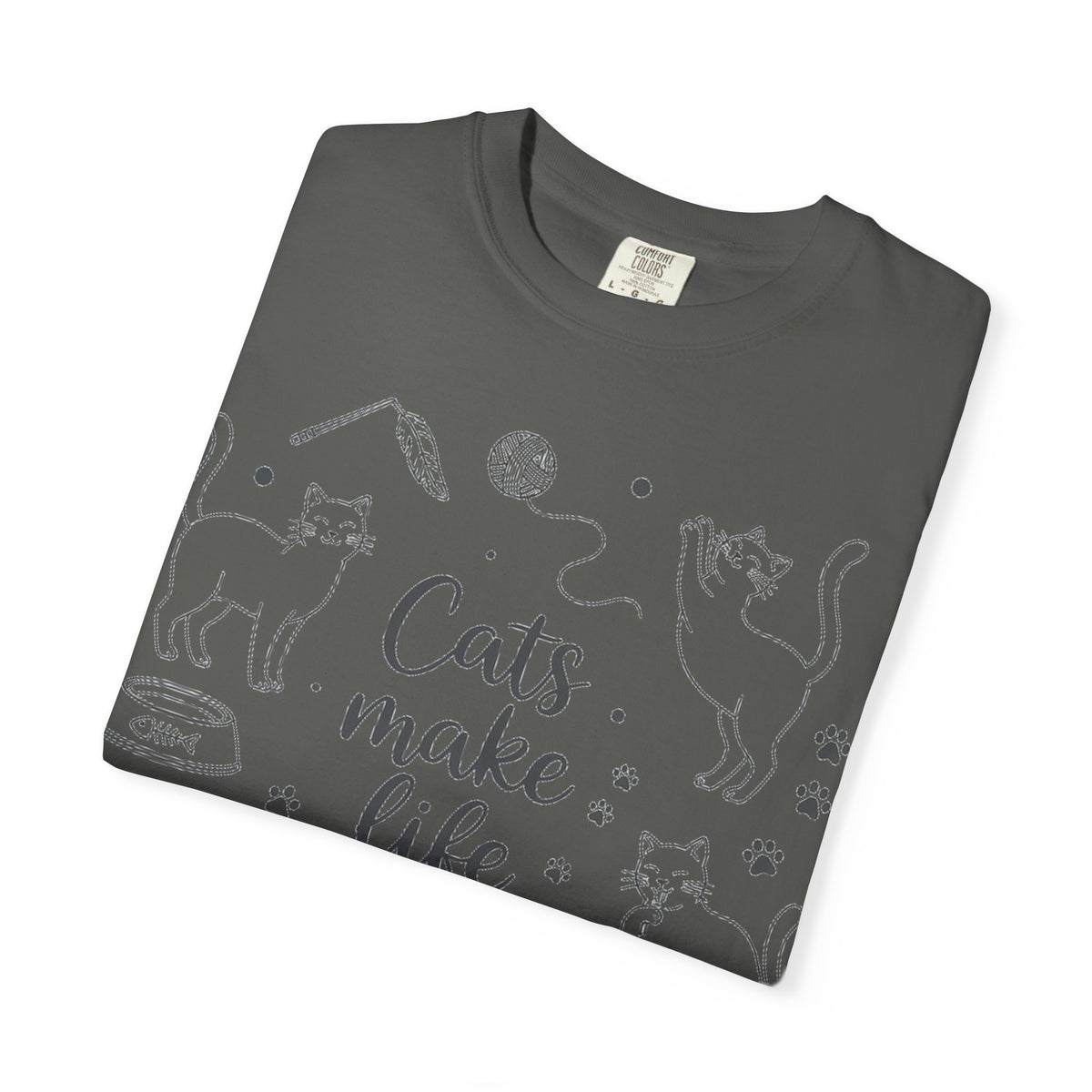 Cats Make Life Better Tall Shirt, Line Art Cat Collage Tee, Cat Lover Shirt, Cat Mom Gift