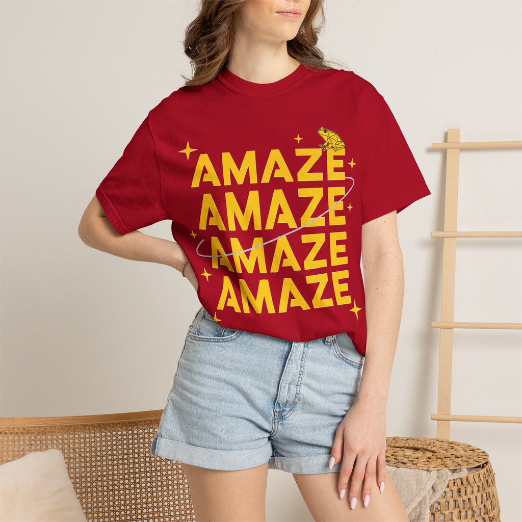 Amaze Amaze Amaze Amaze Shirt, Four Line Retro Type Tee, Frog Sparkle Graphic Shirt, Trendy Gift