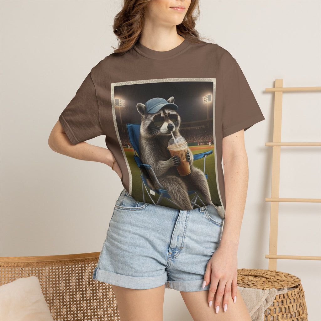 Baseball Raccoon Shirt, I Live Here Now Tee, Funny Ballpark Iced Coffee Shirt, Baseball Mom Gift