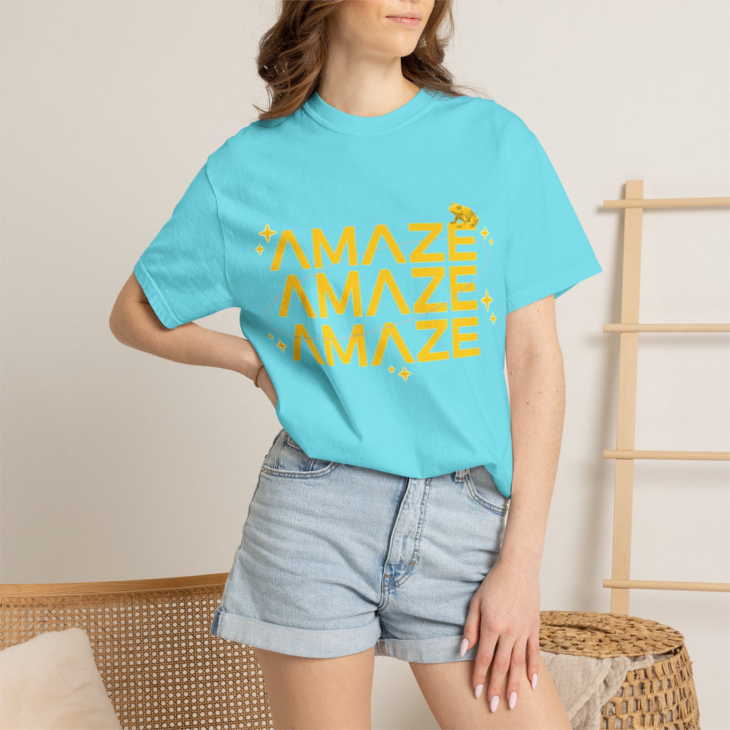 Amaze Amaze Amaze Shirt, Retro Stacked Type Tee, Tiny Frog Graphic Shirt, Funny Minimal Gift