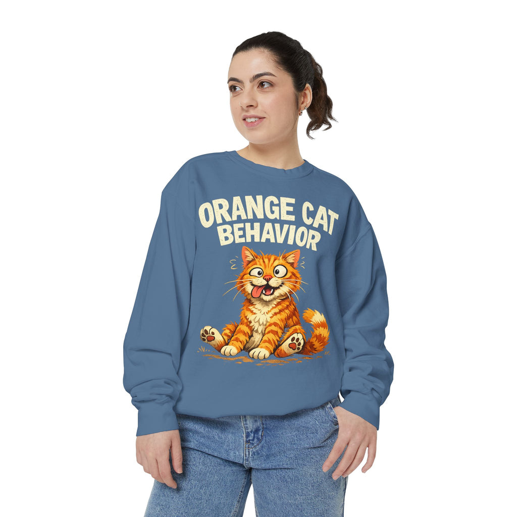Orange Cat Behavior Sweatshirt — Cute Ginger Kitty Graphic Pullover