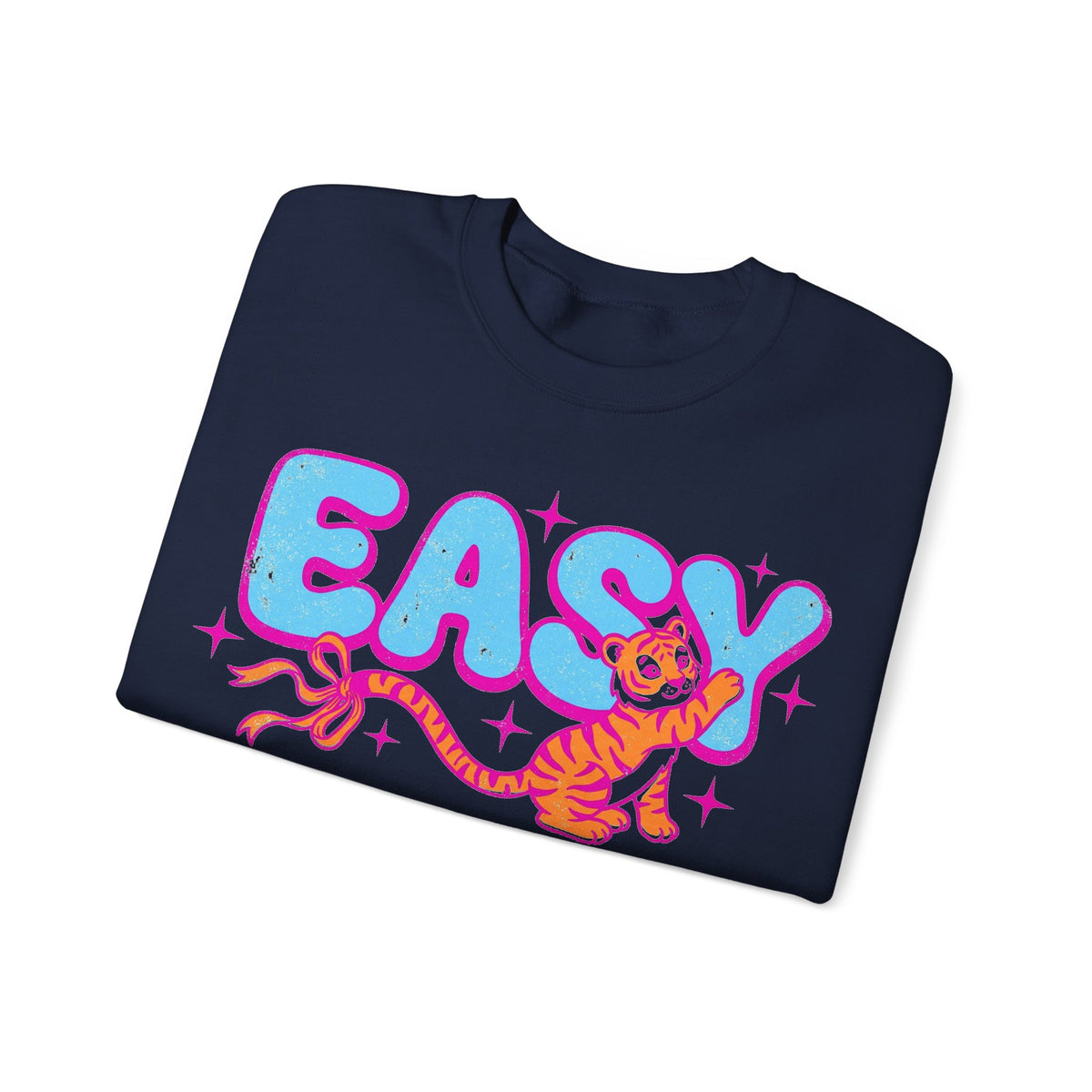 Easy Tiger Sweatshirt, Y2K Bubble Letters Tiger Sweatshirt, Retro Pink Blue Graphic Sweatshirt, Funny Sassy Gift, 2000s Aesthetic Sweatshirt