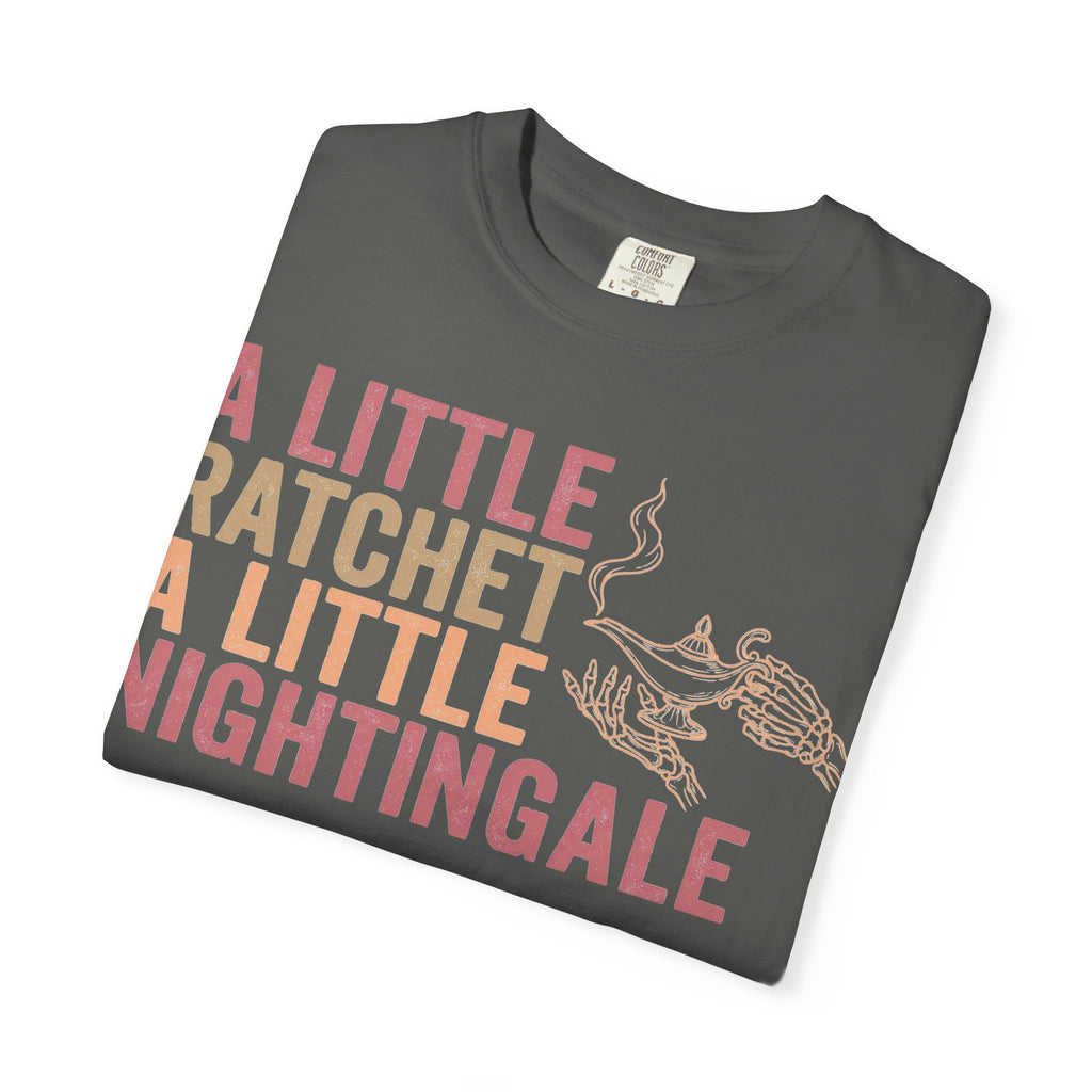 A Little Ratchet A Little Nightingale Shirt, Funny Nurse Shirt, Skeleton Hand Lamp Nurse Tee, Sarcastic RN Gift