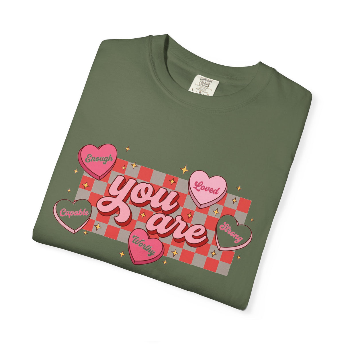 You Are Enough Candy Heart Shirt, Red Check Affirmation Tee, Valentines Self Love Shirt, Gift For Her