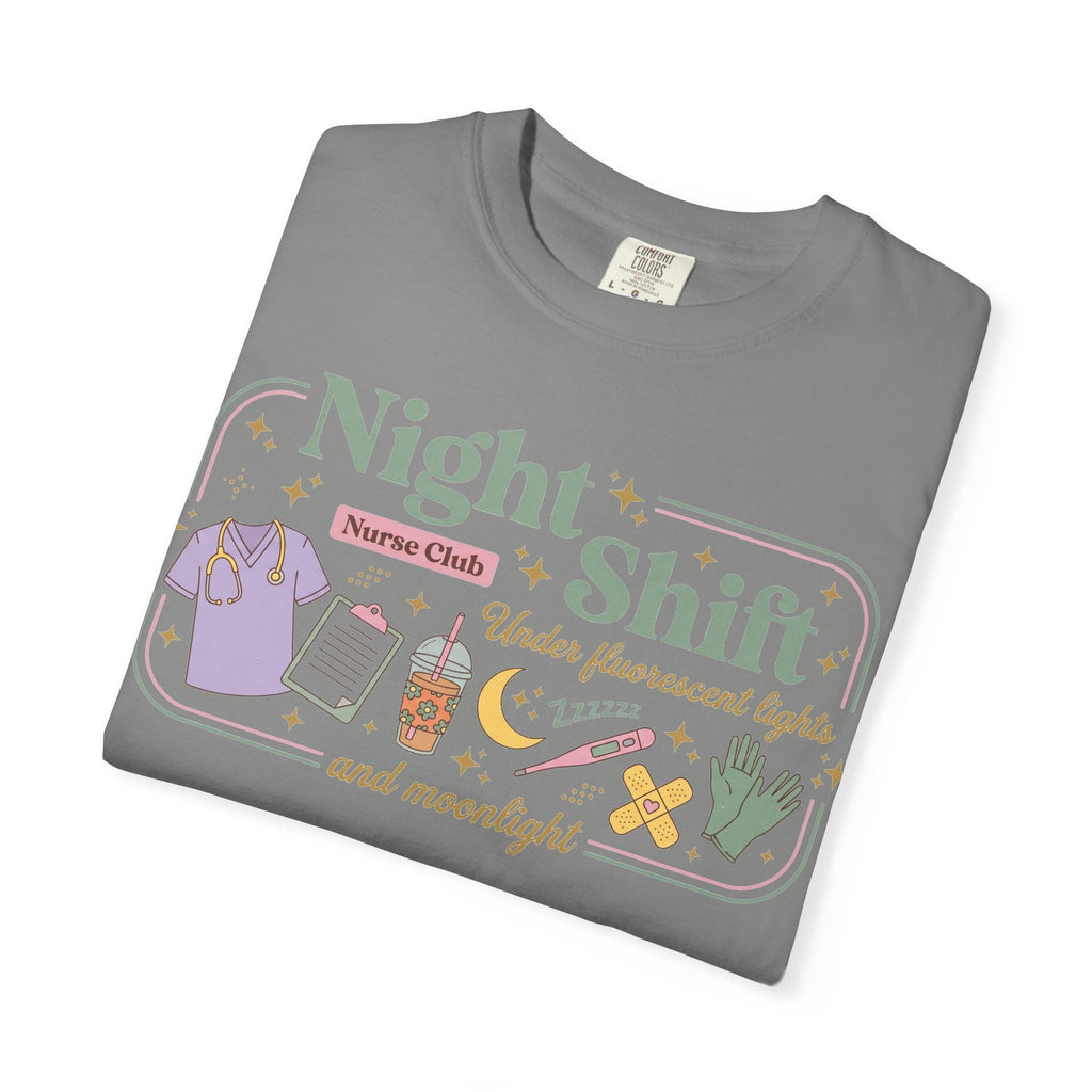Night Shift Nurse Club Shirt, Under Fluorescent Lights And Moonlight Tee, Cute Night Nurse Shirt, RN Gift