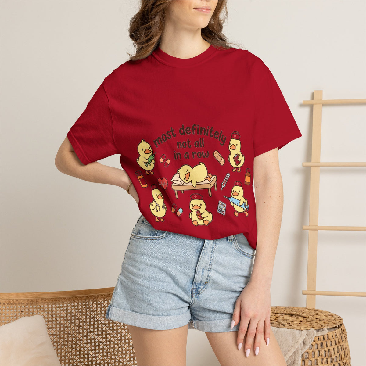 Most Definitely Not All In A Row Shirt, Funny Nurse Duck Tee, Cute Duckling Nurse Shirt, RN Gift