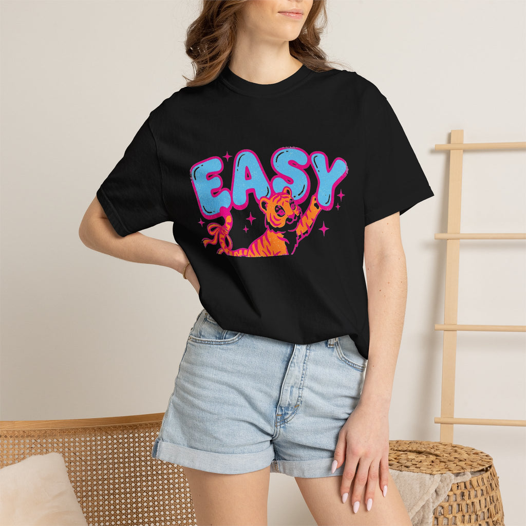 Easy Tiger Shirt, Y2K Bubble Letter Tiger Tee, Pink And Blue Retro Shirt, Funny Flirty Gift