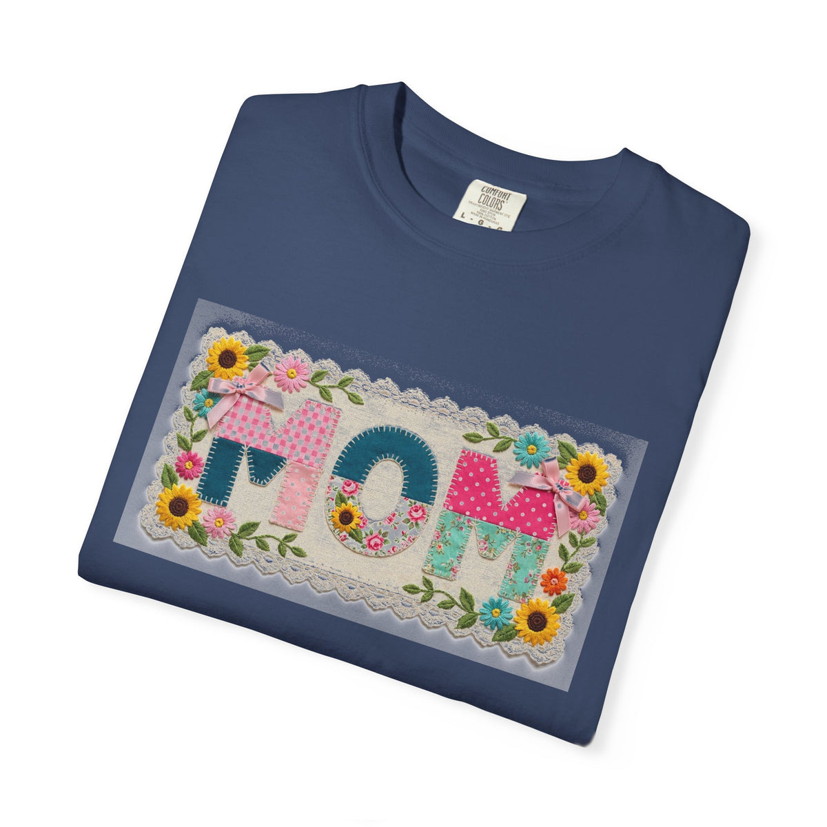 Mom Floral Applique Shirt, Faux Embroidery Sunflower MOM Tee, Mothers Day Shirt, Mom Gift