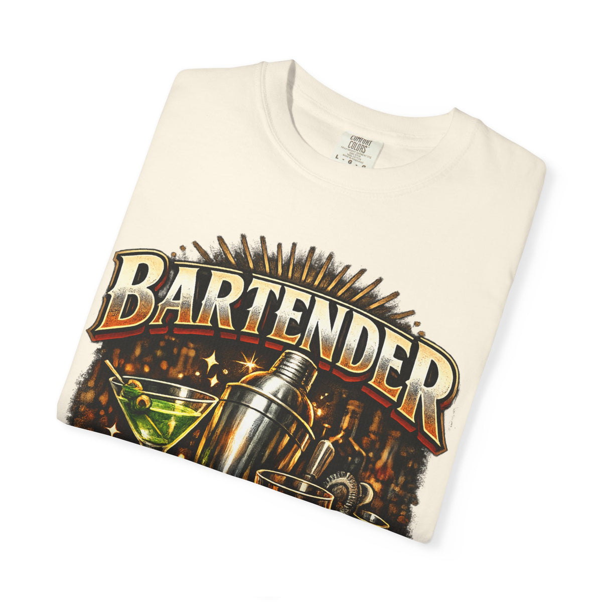 Bartender T-Shirt — "Bartender: Cheaper Than a Therapist" Vintage Bar Graphic Tee