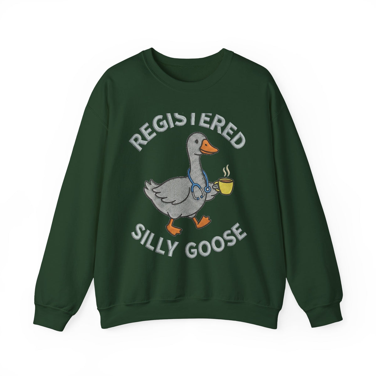 Registered Silly Goose Sweatshirt, Funny Goose Coffee Stethoscope Sweatshirt, Nurse Humor Gift, Silly Goose Nursing Student Sweatshirt, RN S