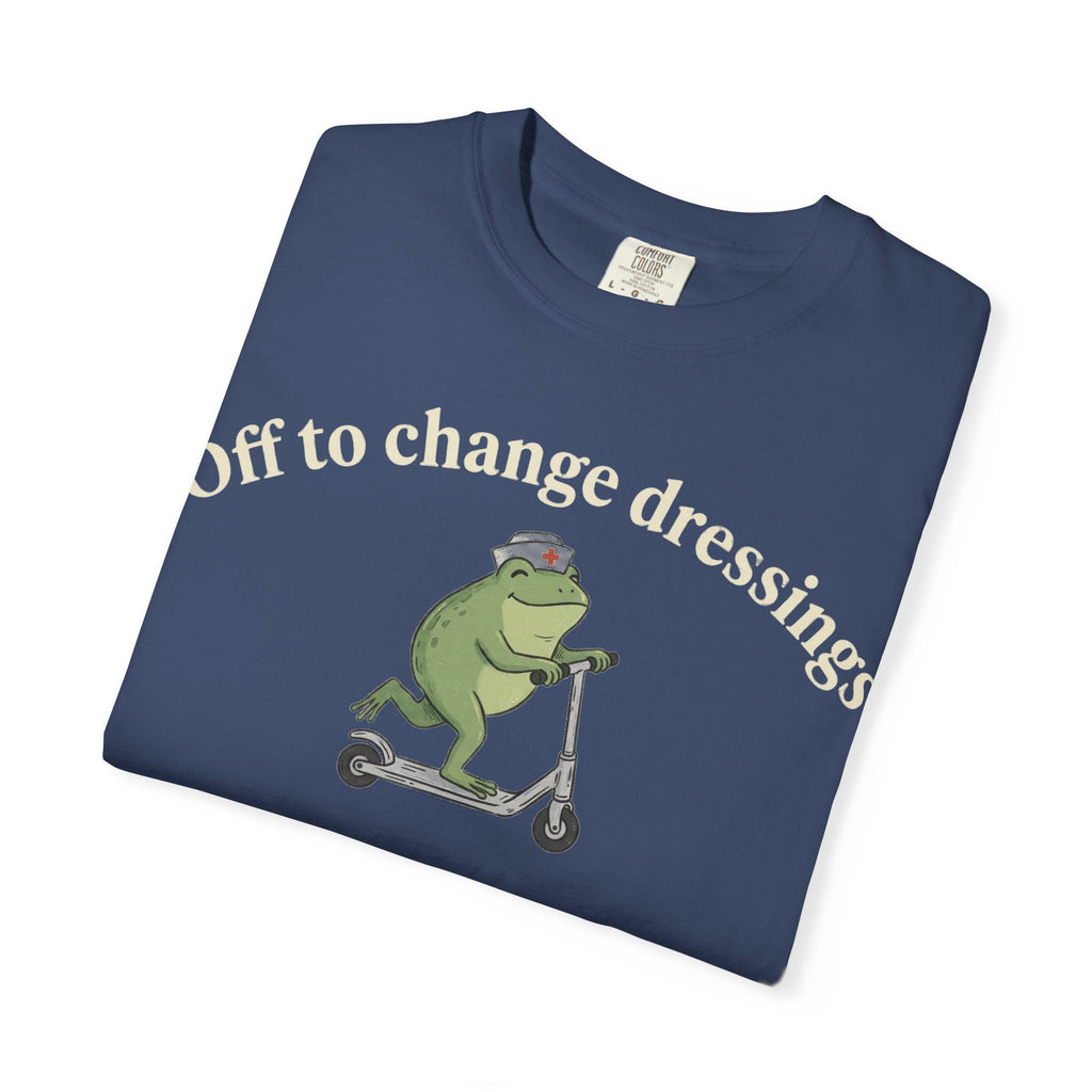 Off To Change Dressings Wide Shirt, Nurse Frog On A Scooter Tee, Funny Wound Care Shirt, RN Gift