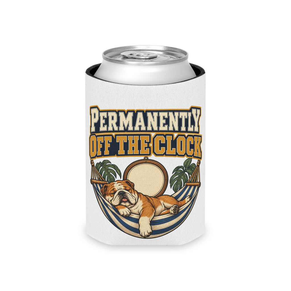 Permanently Off The Clock Can Cooler, Funny Beer Can Sleeve, Retirement Gift Stocking Stuffer