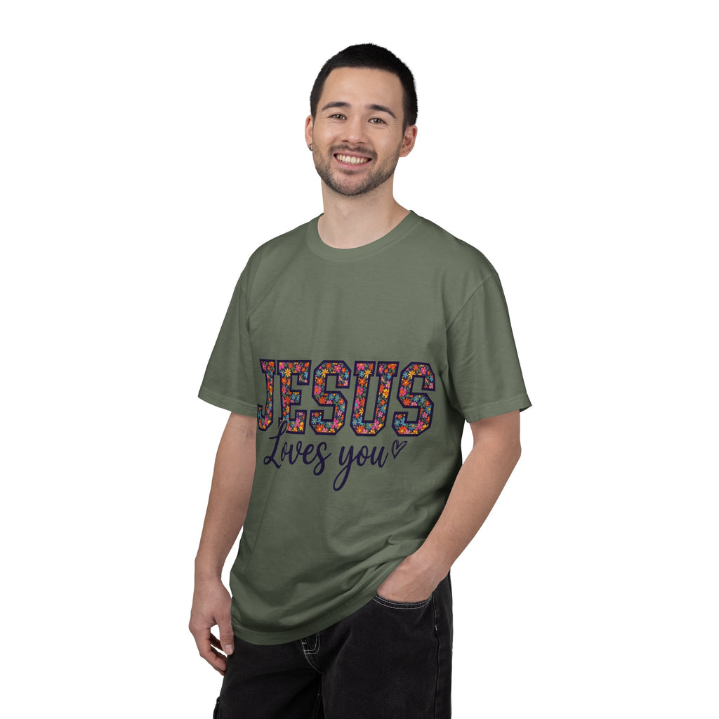 Jesus Loves You Shirt, Floral Varsity Christian Tee, Faith Statement Shirt, Church Gift