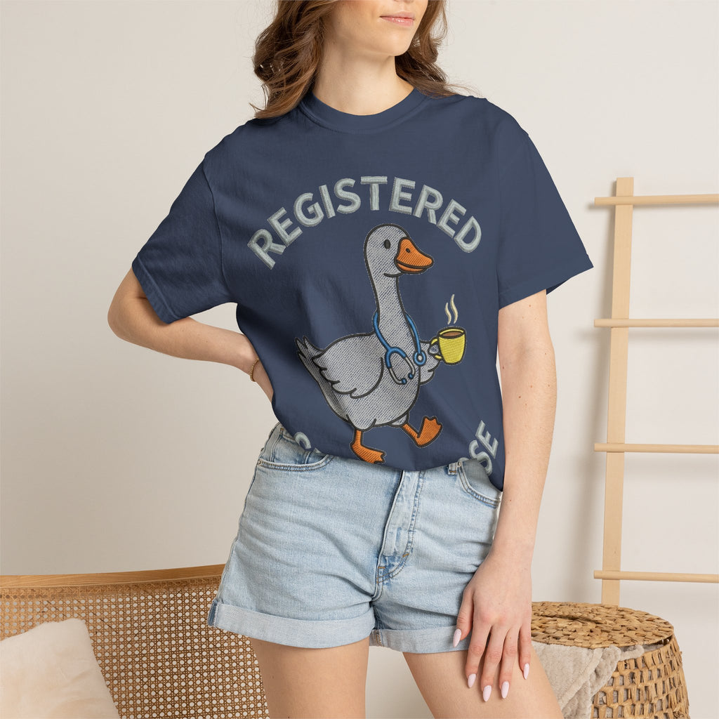 Registered Silly Goose Shirt, Faux Embroidery Nurse Goose Tee, Funny RN Shirt, Nurse Gift