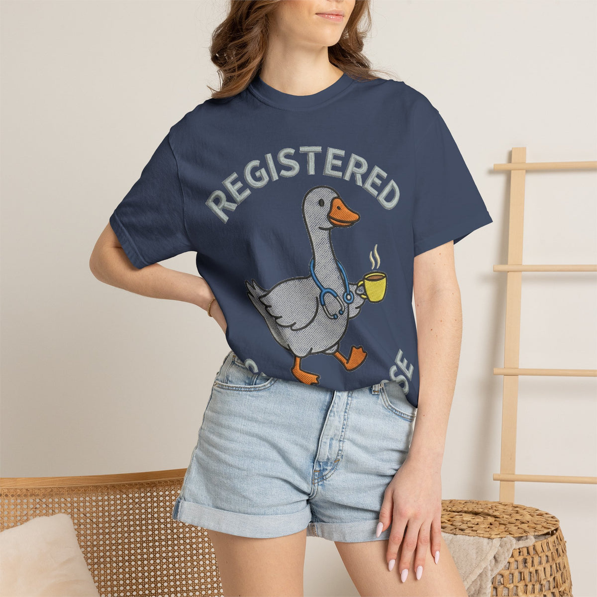 Registered Silly Goose Shirt, Faux Embroidery Nurse Goose Tee, Funny RN Shirt, Nurse Gift