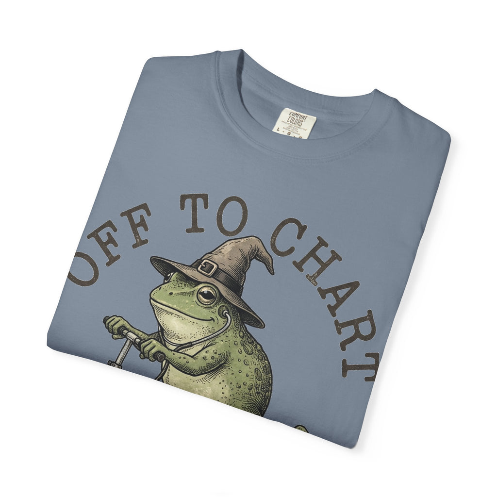 Off To Chart Bold Shirt, Engraved Frog Nurse Scooter Tee, Funny Night Shift Shirt, Nurse Gift