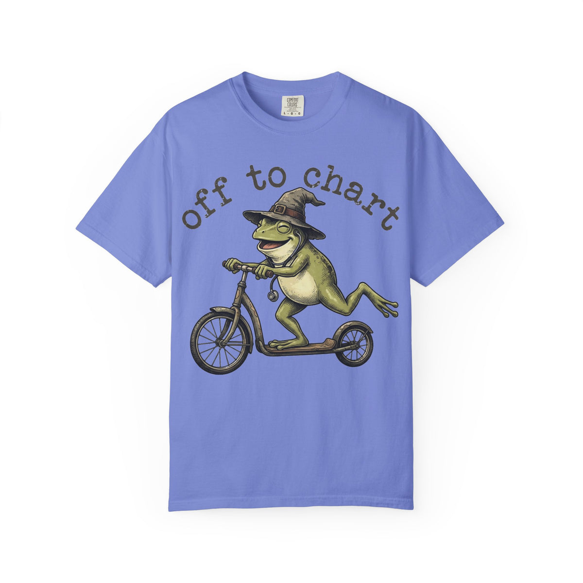 Off To Chart Grinning Frog Shirt, Nurse Frog Scooter Tee, Funny Charting Shirt, RN Gift