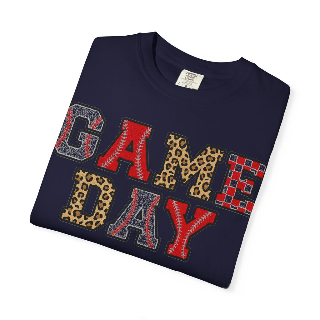 Game Day Varsity Patch Shirt, Baseball Leopard Letter Tee, Sports Mom Shirt, Baseball Mom Gift