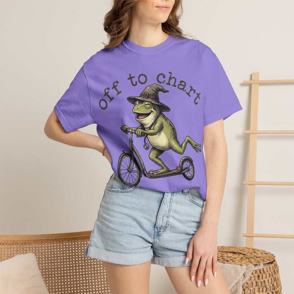 Off To Chart Grinning Frog Shirt, Nurse Frog Scooter Tee, Funny Charting Shirt, RN Gift