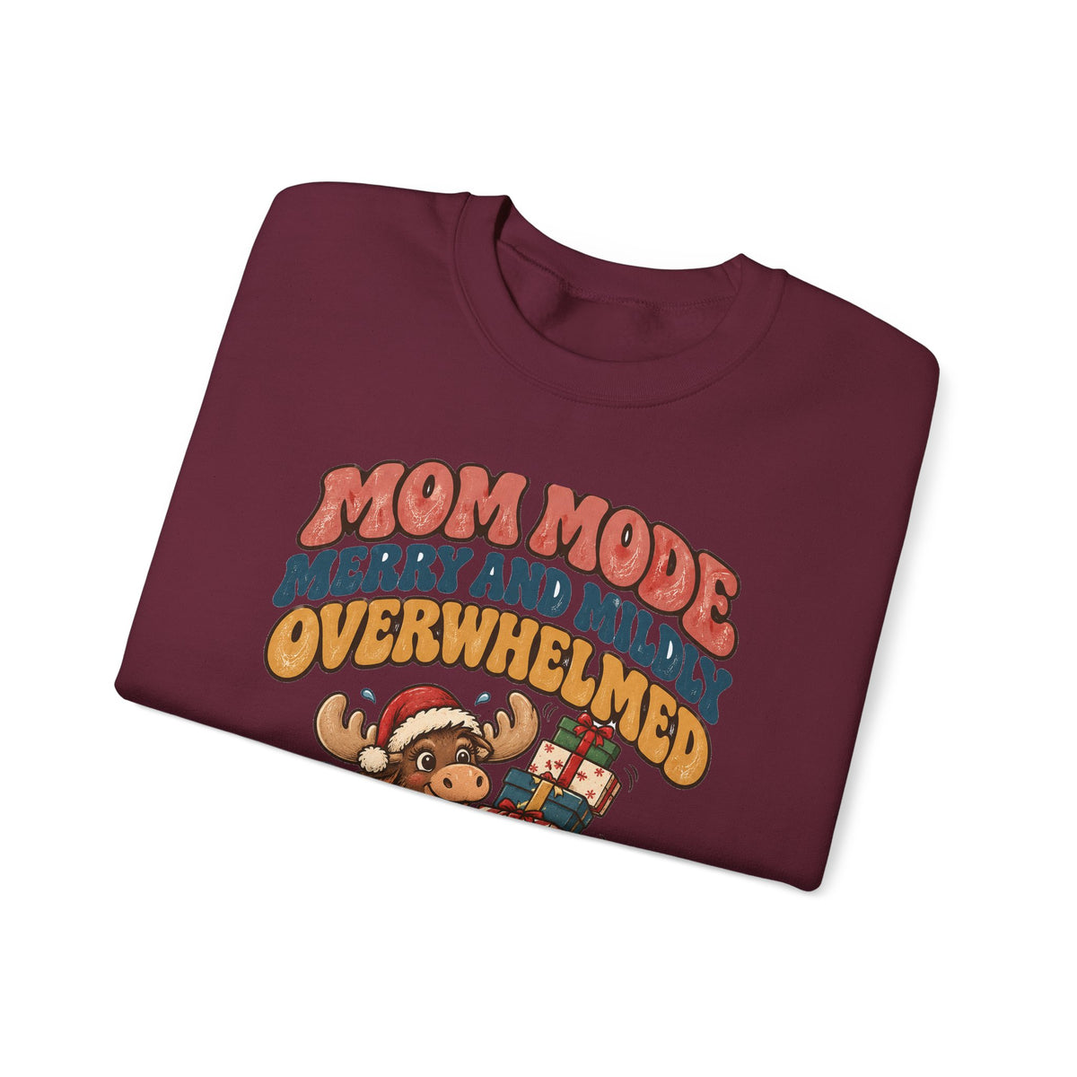 Funny Mom Gift Mom Mode Merry And Mildly Overwhelmed Ornament Mug Sweatshirt Christmas Gift for Mom Wife Tired Mama Moose