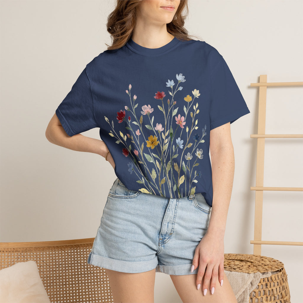Watercolor Wildflower Spray Shirt, Painted Meadow Bouquet Tee, Cottagecore Floral Shirt, Garden Gift