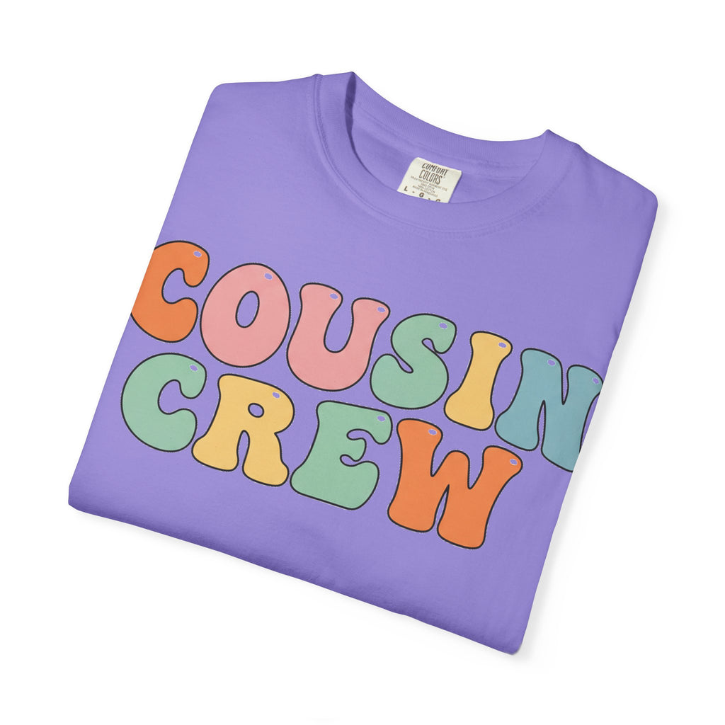 Cousin Crew Stacked Shirt, Groovy Retro Pastel Tee, Matching Cousins Reunion Shirt, Family Gift