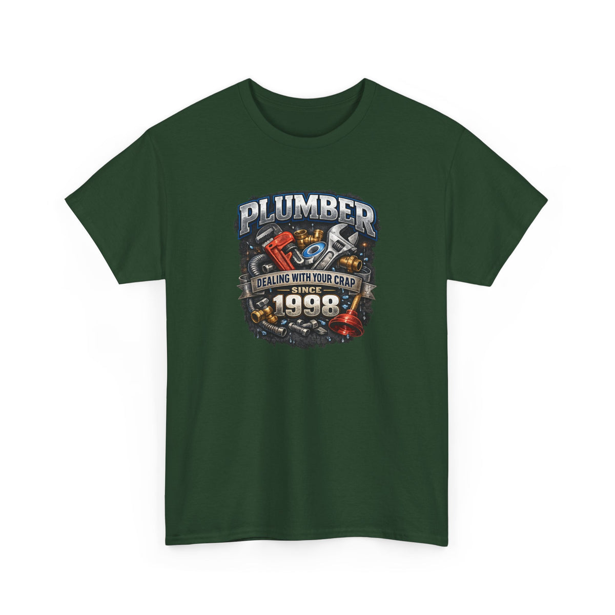 Plumber Since 1998 T-Shirt – “Dealing With Your Crap” Vintage Tool Graphic Tee