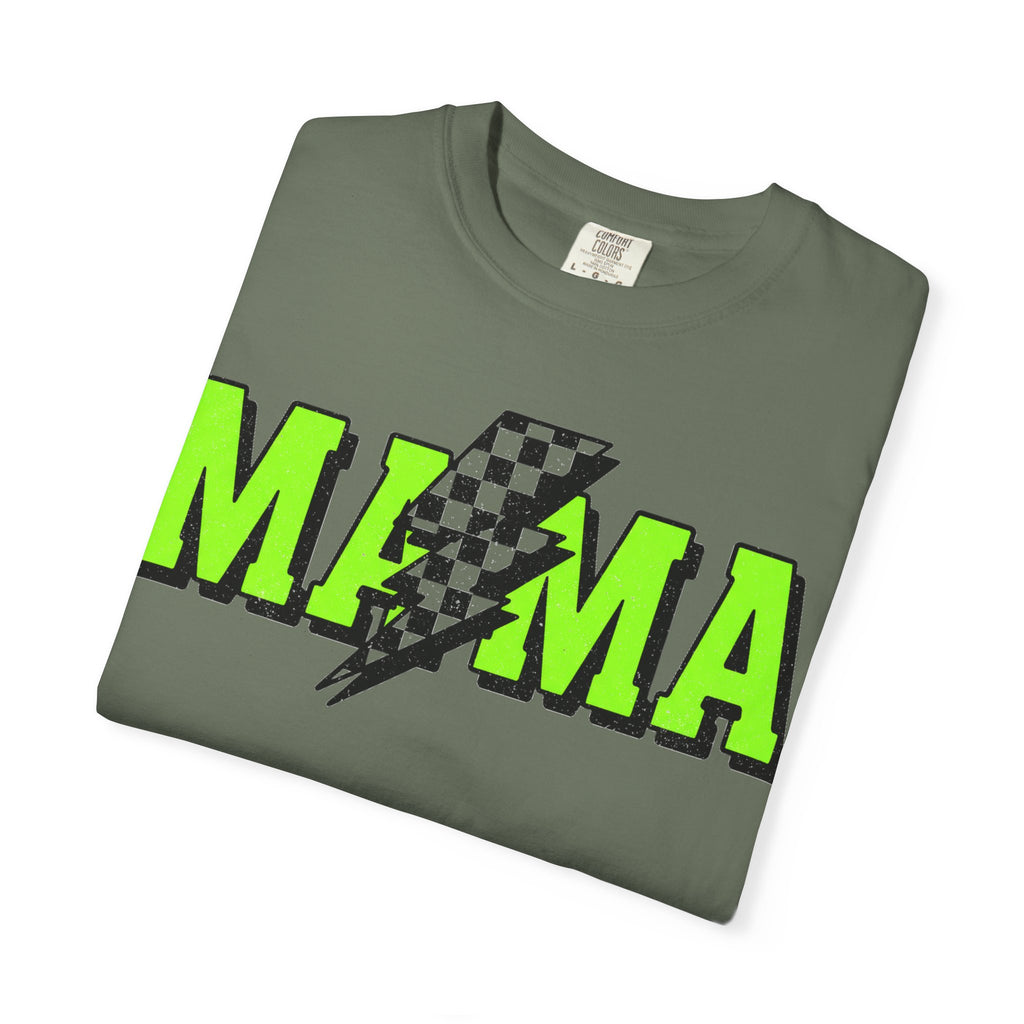 Mama Checkered Bolt Shirt, Green Lightning Mom Tee, Edgy Mama Shirt, Mothers Day Gift