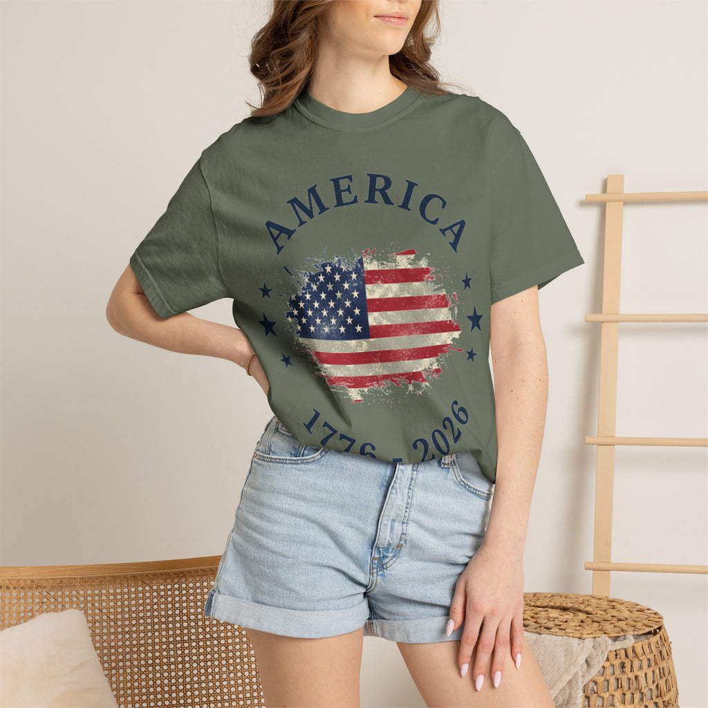 America 1776 2026 Arched Shirt, Vintage Flag Splash Tee, Patriotic Americana Shirt, Independence Day Gift