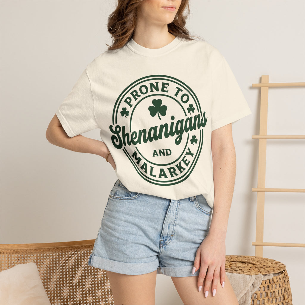 Prone To Shenanigans And Malarkey Bold Shirt, Irish Stamp Badge Tee, Funny St Patricks Shirt, Irish Gift