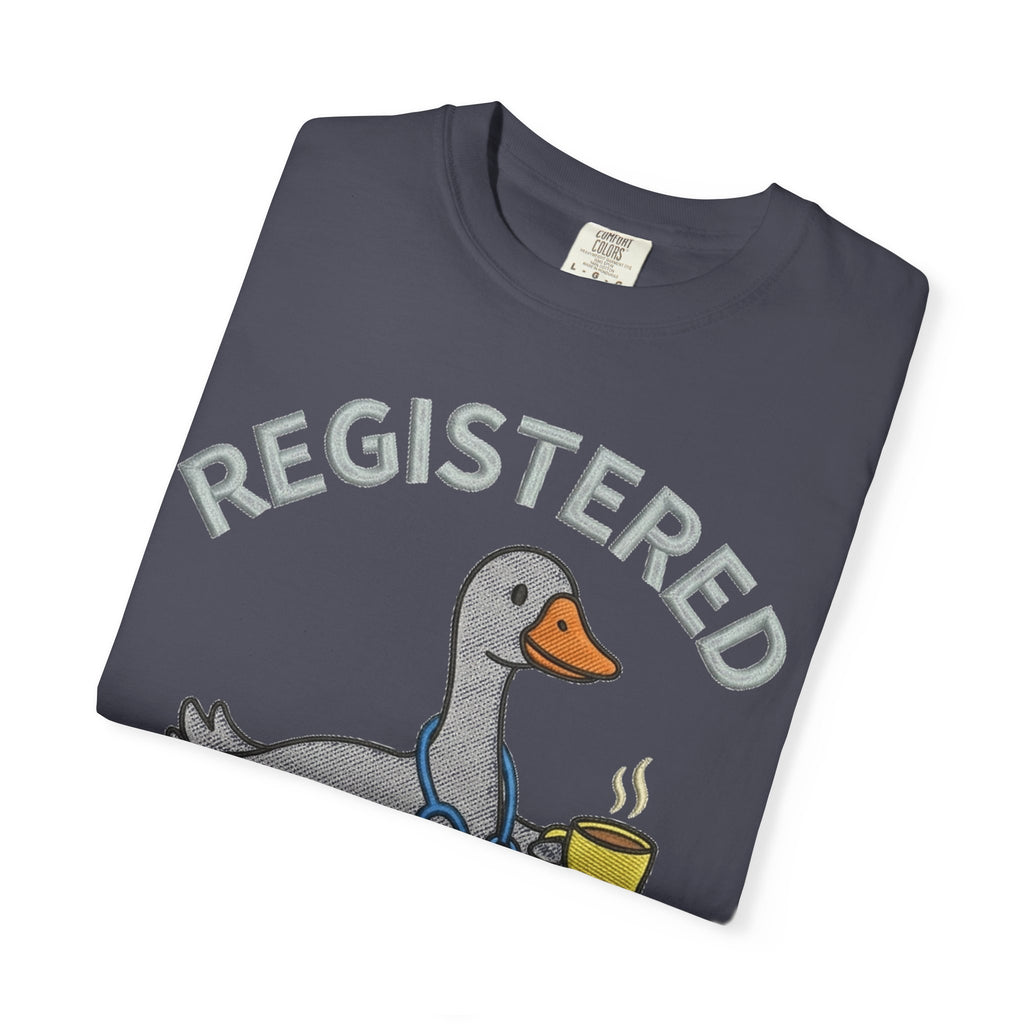 Registered Silly Goose Shirt, Faux Embroidery Nurse Goose Tee, Funny RN Shirt, Nurse Gift
