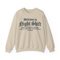 Welcome To Night Shift Sweatshirt, Funny Night Shift Nurse Sweatshirt, Gothic Lettering Nurse Gift, Night Shift Worker Humor Sweatshirt, RN