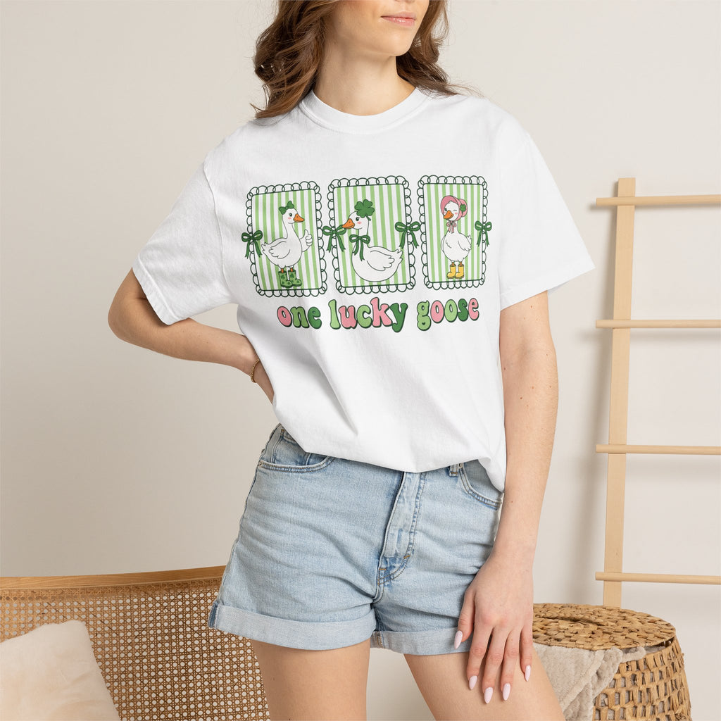 One Lucky Goose Shirt, St Patricks Day Goose Trio Tee, Funny Irish Shirt, Shamrock Gift