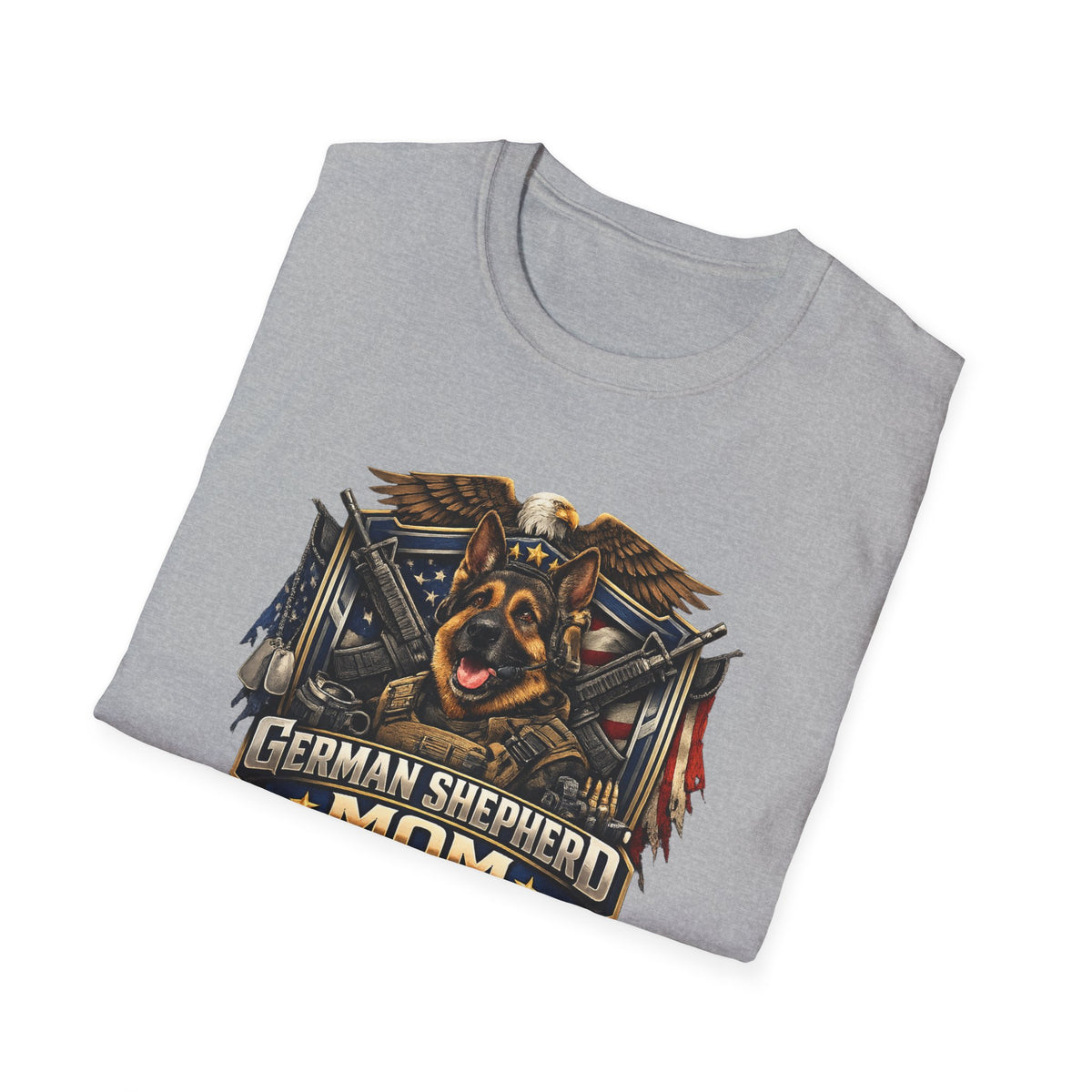 German Shepherd Mom T-Shirt — Bold Military Emblem Dog Lover Tee