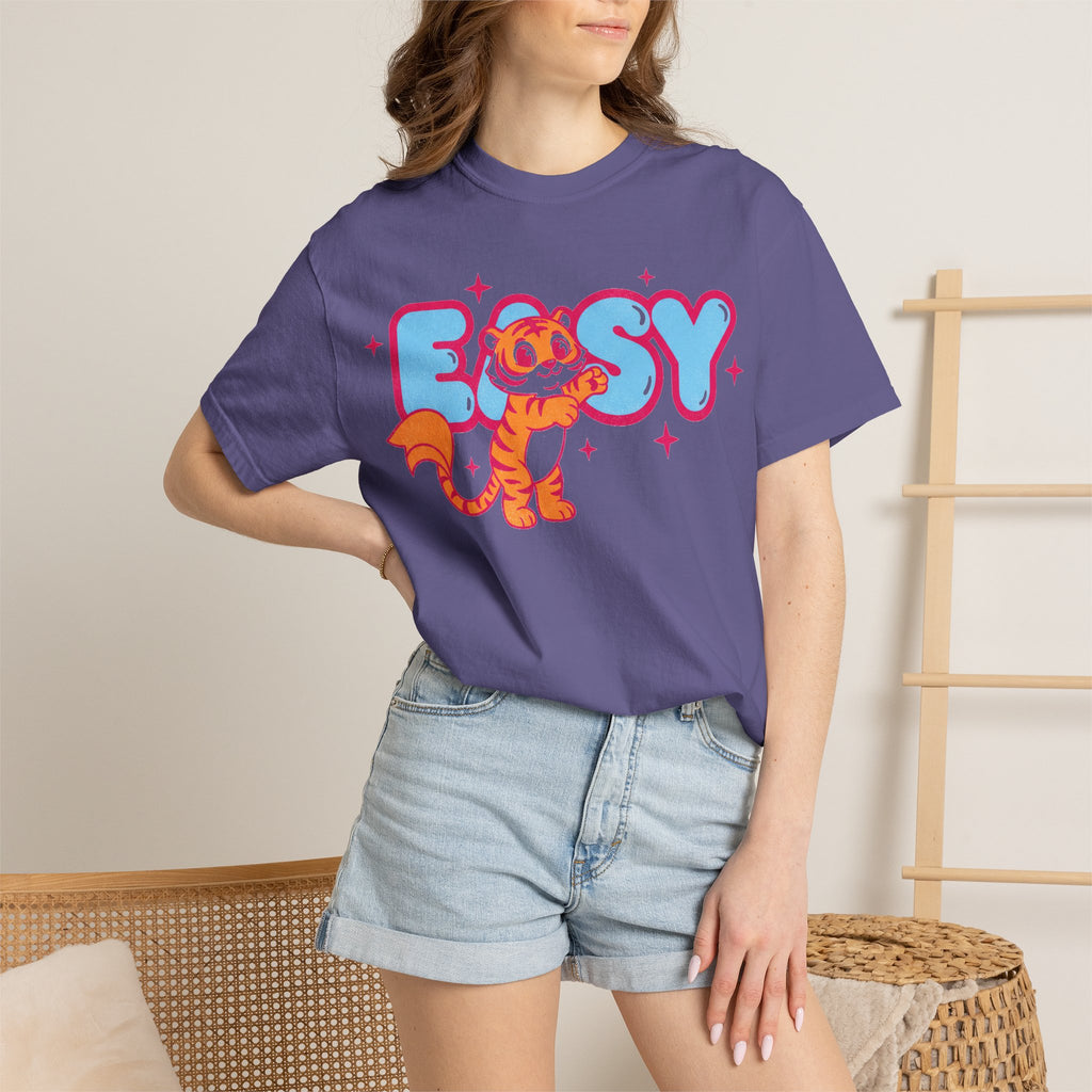 Easy Tiger Centre Cub Shirt, Y2K Retro Bubble Tiger Tee, Pink Sparkle Shirt, Funny Flirty Gift
