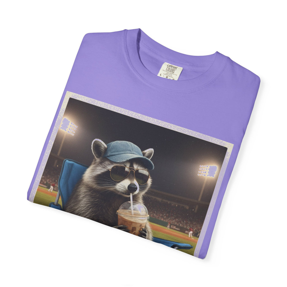 Baseball Raccoon Shirt, I Live Here Now Tee, Funny Ballpark Iced Coffee Shirt, Baseball Mom Gift