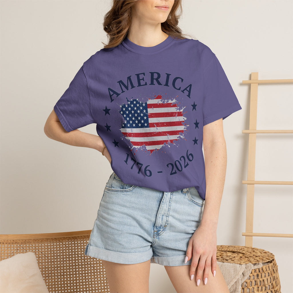 America 1776 2026 Shirt, Distressed Flag Oval Tee, Patriotic 250th Anniversary Shirt, Fourth Of July Gift