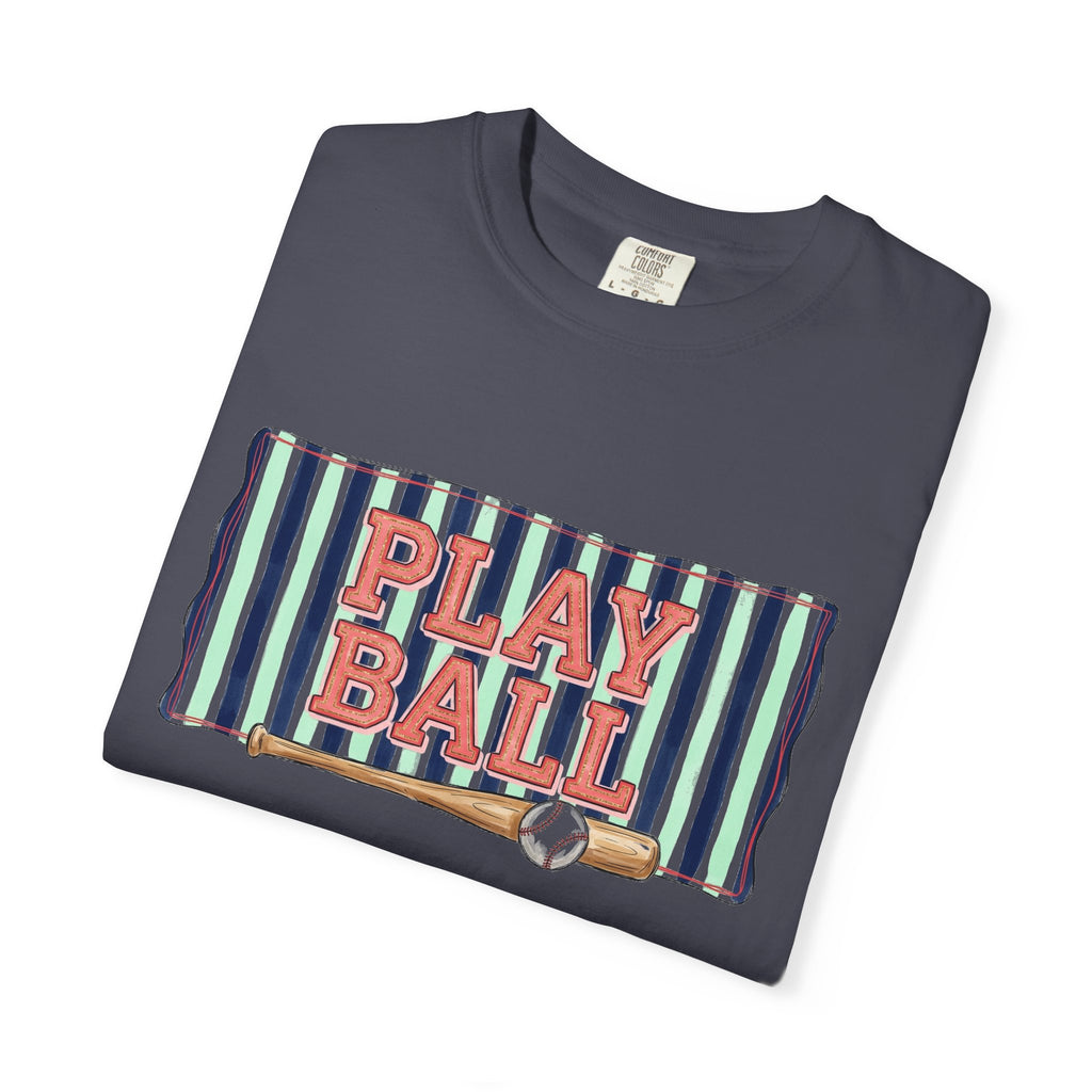 Play Ball Wide Stripe Shirt, Baseball Bat And Ball Tee, Vintage Game Day Shirt, Baseball Mom Gift