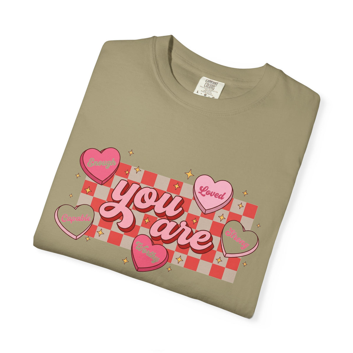 You Are Enough Candy Heart Shirt, Red Check Affirmation Tee, Valentines Self Love Shirt, Gift For Her