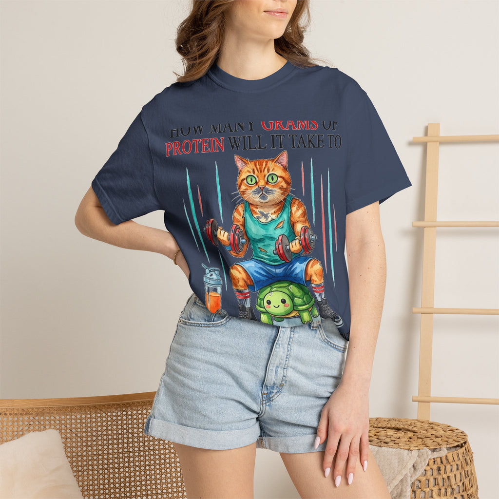 How Many Grams Of Protein Will It Take To Restore The Light In My Eyes Shirt, Funny Gym Cat Tee, Burnout Humor Shirt, Lifter Gift