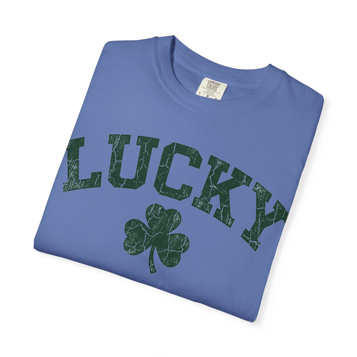 Lucky Clover Collegiate Shirt, Cracked Varsity Green Tee, St Patricks Day Shirt, Shamrock Gift