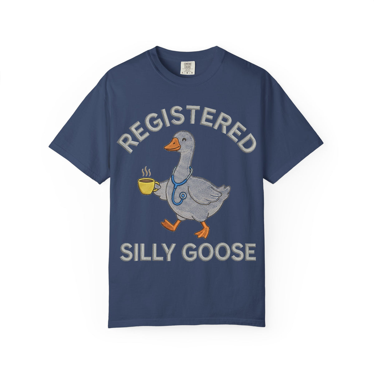 Registered Silly Goose Straight Text Shirt, Embroidered Look Nurse Goose Tee, Funny RN Shirt, Nurse Gift