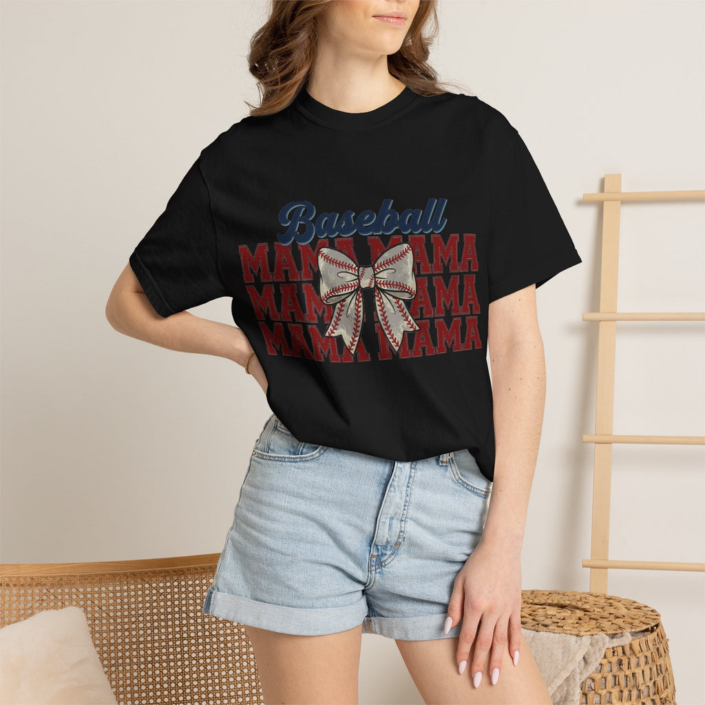 Baseball Mama Three Row Shirt, Varsity Repeat Mama Tee, Baseball Bow Mom Shirt, Little League Gift